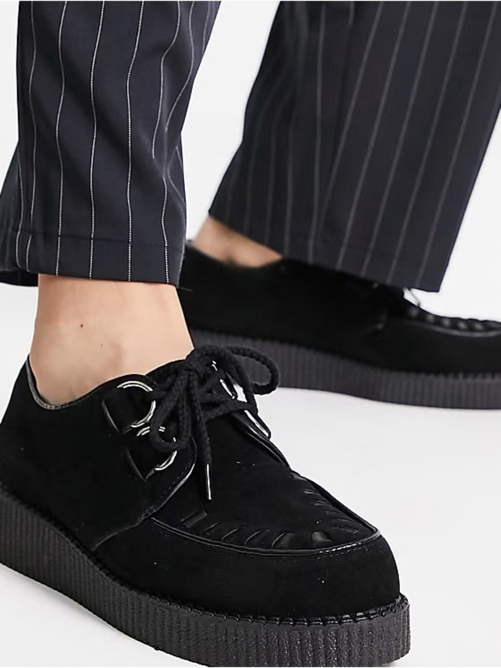 Truffle Collection Black Creeper Shoes Lace Up Platform Oxfords Womens 5 Goth